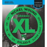 Струни для бас-гітари D'Addario EXL220-5 Nickel Wound Super Light 40/125