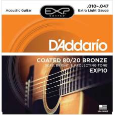 Струны для акустической гитары D'Addario EXP10 80/20 Bronze Extra Light 10/47
