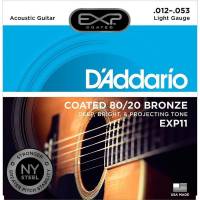 Струны для акустической гитары D'Addario EXP11 80/20 Bronze Light 12/53