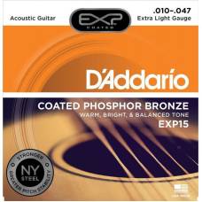 Струны для акустической гитары D'Addario EXP15 Phosphor Bronze Extra Light 10/47
