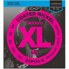 Струны для бас-гитары D'Addario EXP170-5 Coated Nickel Wound 5-Strings Regular Light Long Scale 45/130