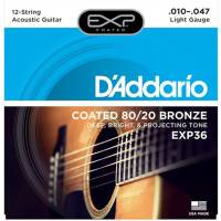 Струны для акустической гитары D'Addario EXP36 Phosphor Bronze Light 12 Strings 10/47