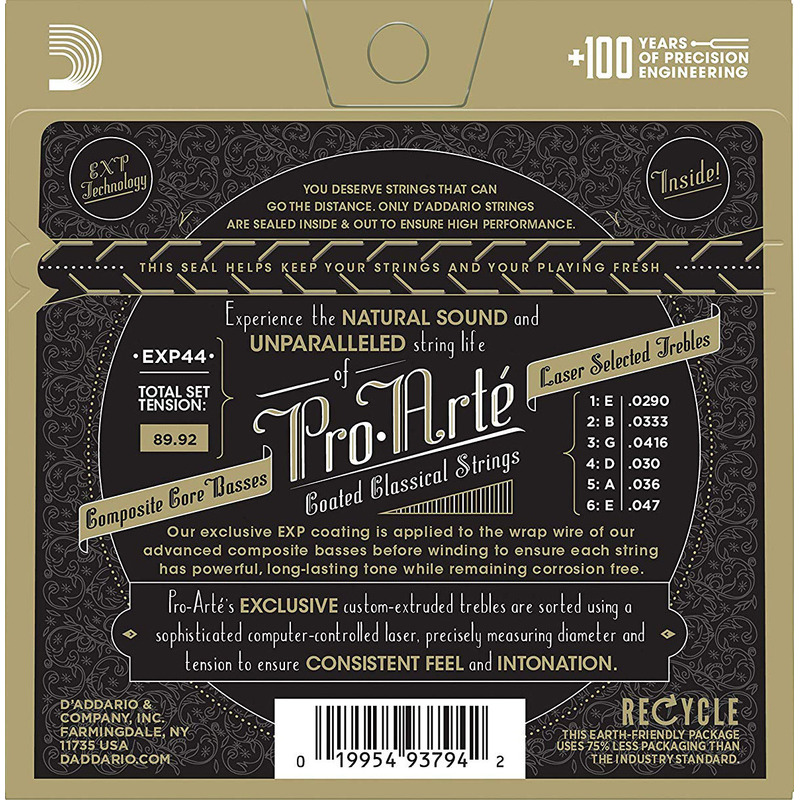 Струны для классической гитары D'Addario EXP44 Coated Extra Hard Tension