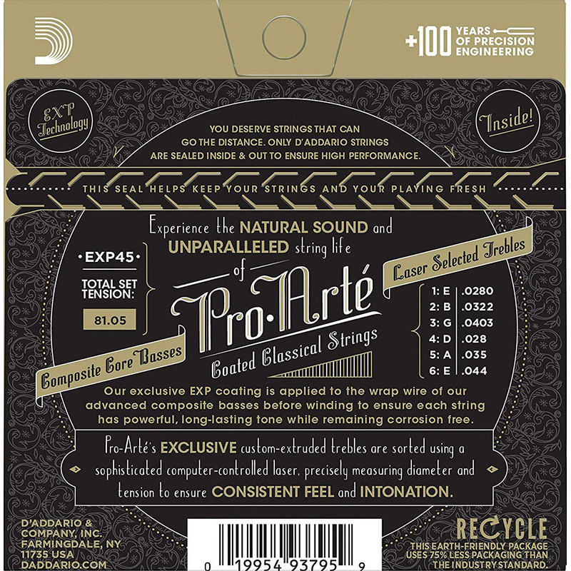 Струны для классической гитары D'Addario EXP45 Coated Normal Tension