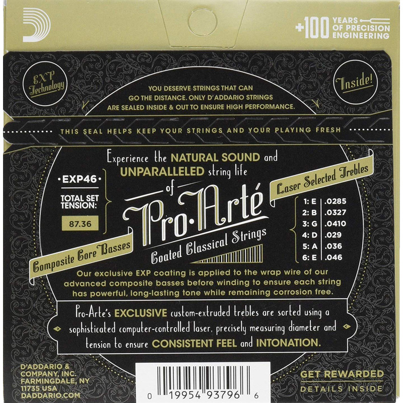 Струны для классической гитары D'Addario EXP46 Coated Hard Tension