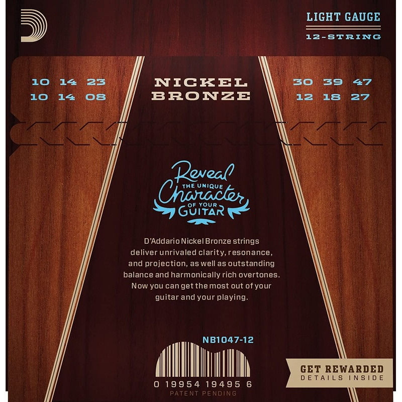 Струни для акустичної гітари D'Addario NB1047-12 Nickel Bronze Light 10/47