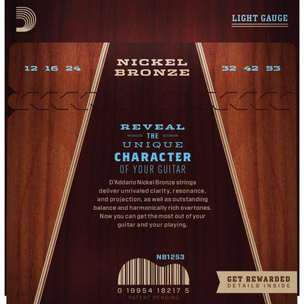 Струни для акустичної гітари D'Addario NB1253 Nickel Bronze Light 12/53
