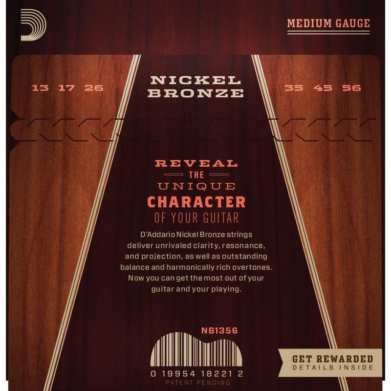 Струны для акустической гитары D'Addario NB1356 Nickel Bronze Medium 13/56