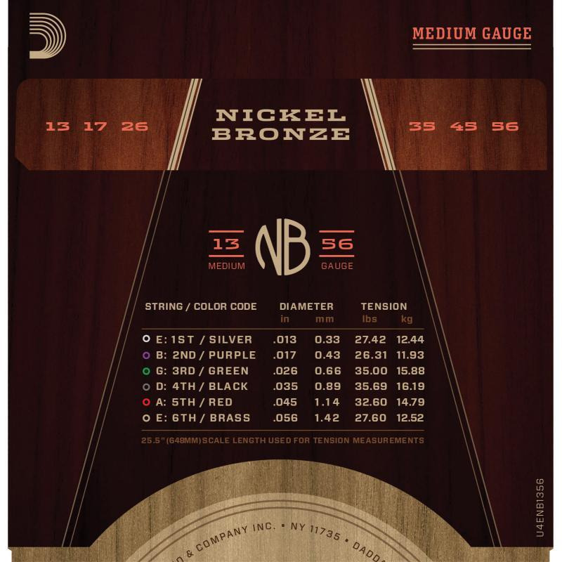 Струны для акустической гитары D'Addario NB1356 Nickel Bronze Medium 13/56