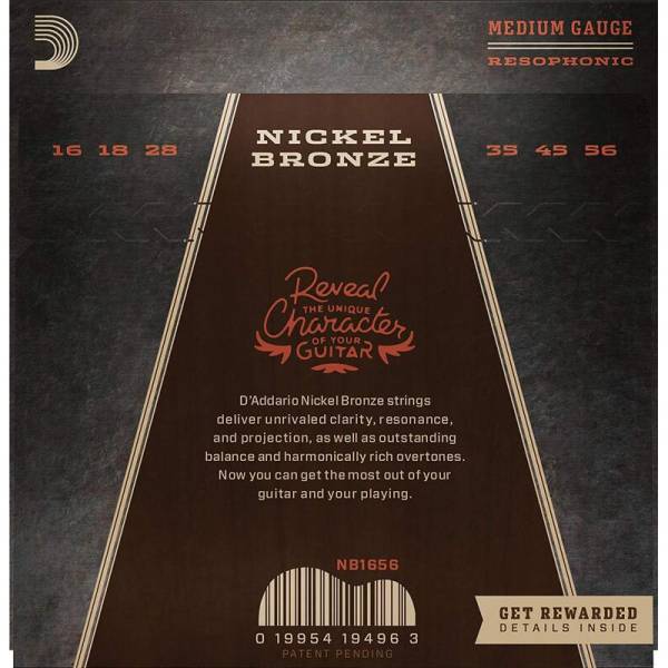 Струни для акустичної гітари D'Addario NB1656 Nickel Bronze Medium Resonator 16/56
