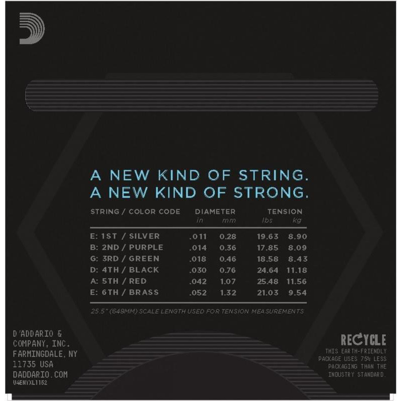 Струни для електрогітари D'Addario NYXL1152 Medium Top / Heavy Bottom 11/52