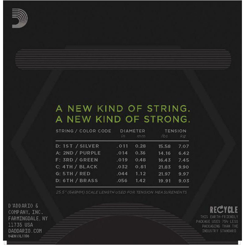 Струни для електрогітари D'Addario NYXL1156 Medium Top / Extra Heavy Bottom 11/56