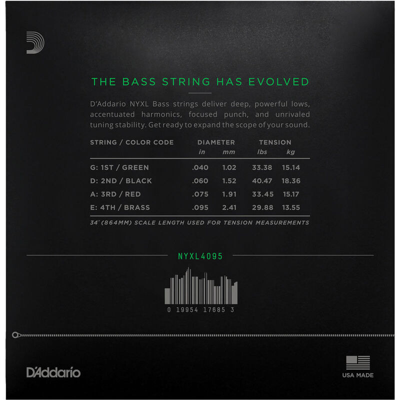 Струни для бас-гітари D'Addario NYXL4095 Long Scale Super Light 40/95