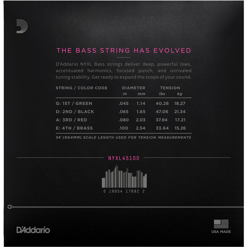 Струны для бас-гитары D'Addario NYXL45100 Long Scale Regular Light 45/100