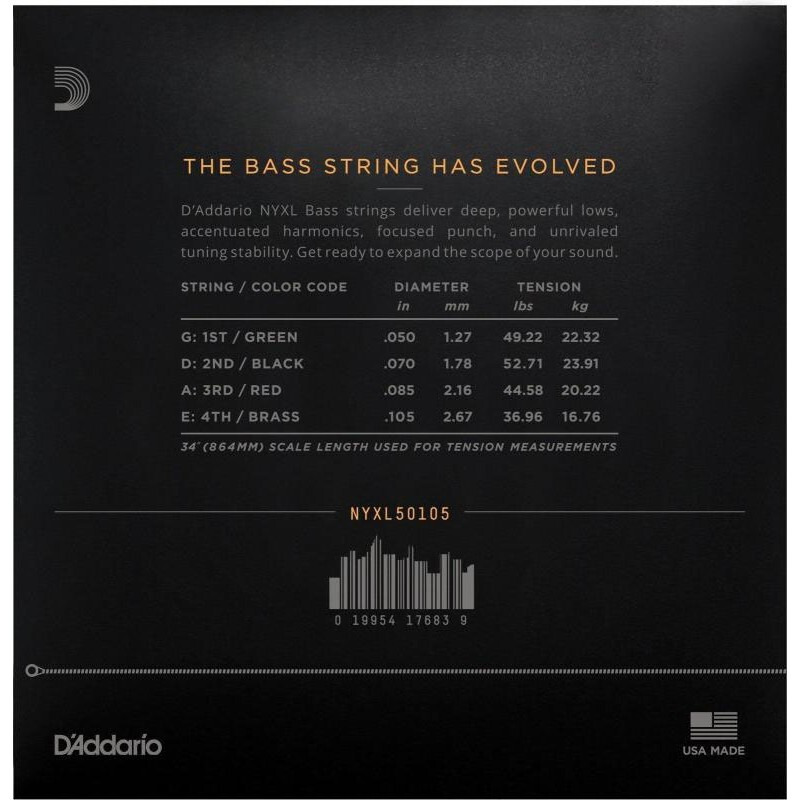 Струны для бас-гитары D'Addario NYXL50105 Long Scale Medium 50/105