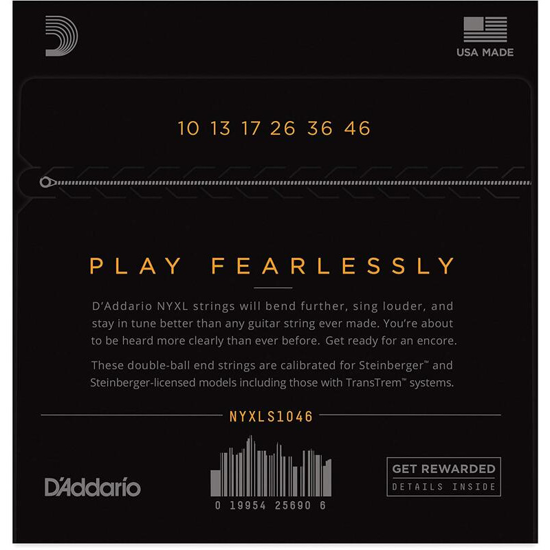 Струни для електрогітари D'Addario NYXLS1046 Double Ball End Steinberger Nickel Wound Regular Light 10/46