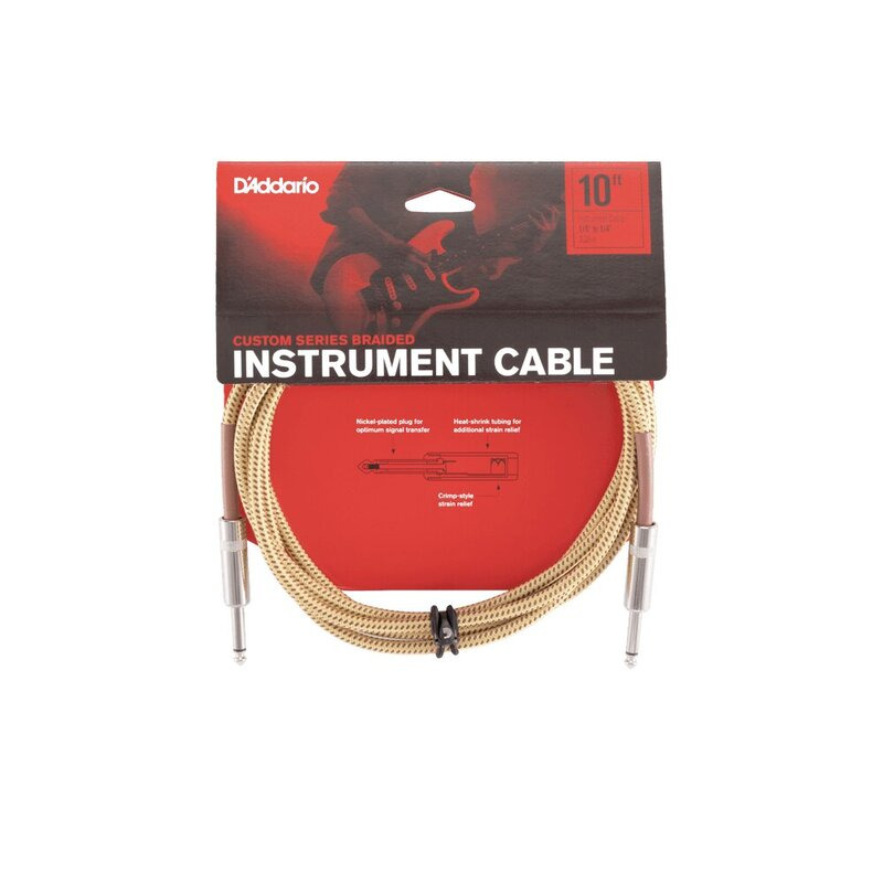 Кабель инструментальный D'ADDARIO PW-BG-10TW Custom Series Braided Instrument Cable - Tweed (3m)
