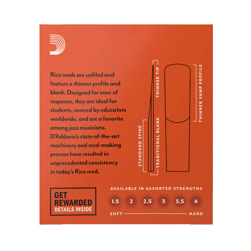 Тростини для саксофона альт D'Addario Rico RJA1025 - Alto Sax #2.5 - 10-Pack (10 шт.)