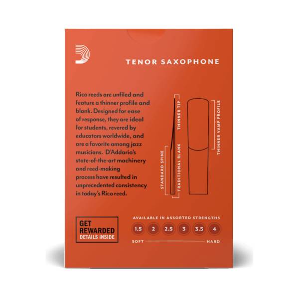 Трости для саксофона тенор D'Addario Rico RKA1025 - Tenor Sax #2.5 - 10-Pack (10 шт.)