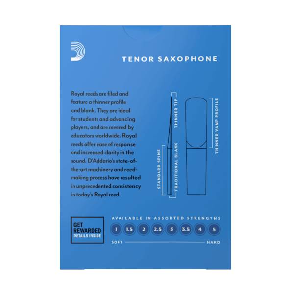 Трость для саксофона тенор D'Addario Royal RKB0125 - Tenor Sax #2.5 - 1 шт. (1 шт.)