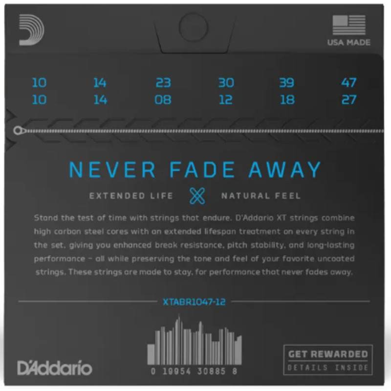 Струни для акустичної гітари D'Addario XTABR1047-12 XT 80/20 Bronze Extra Light 10/47