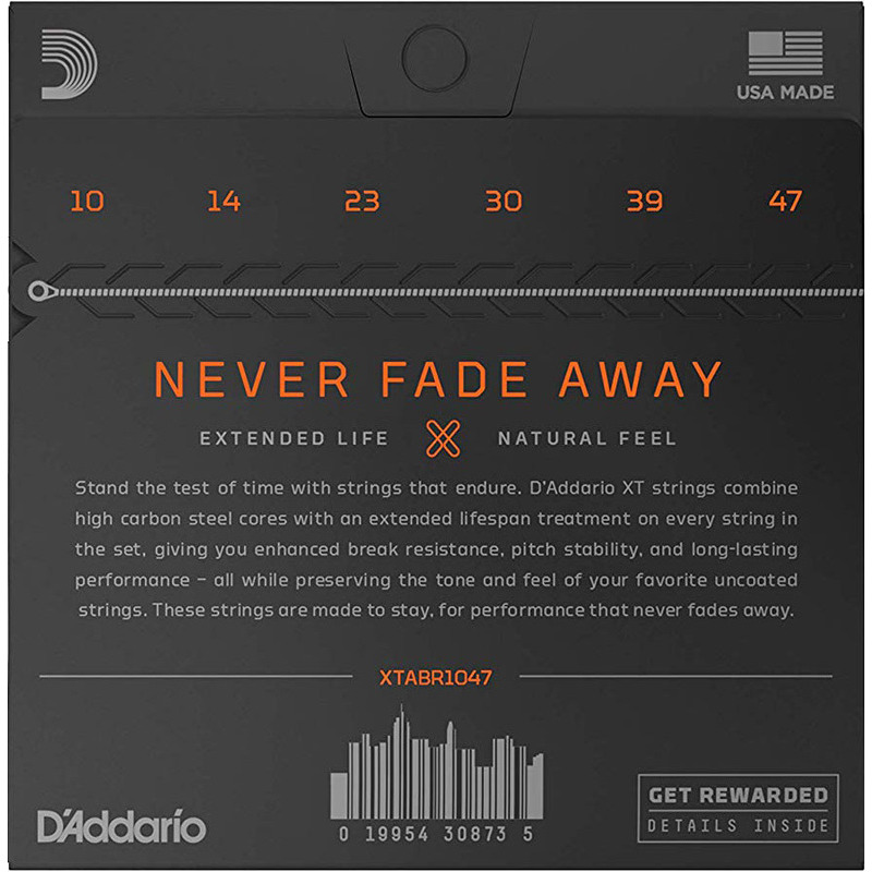 Струни для акустичної гітари D'Addario XTABR1047 XT 80/20 Bronze Extra Light 10/47