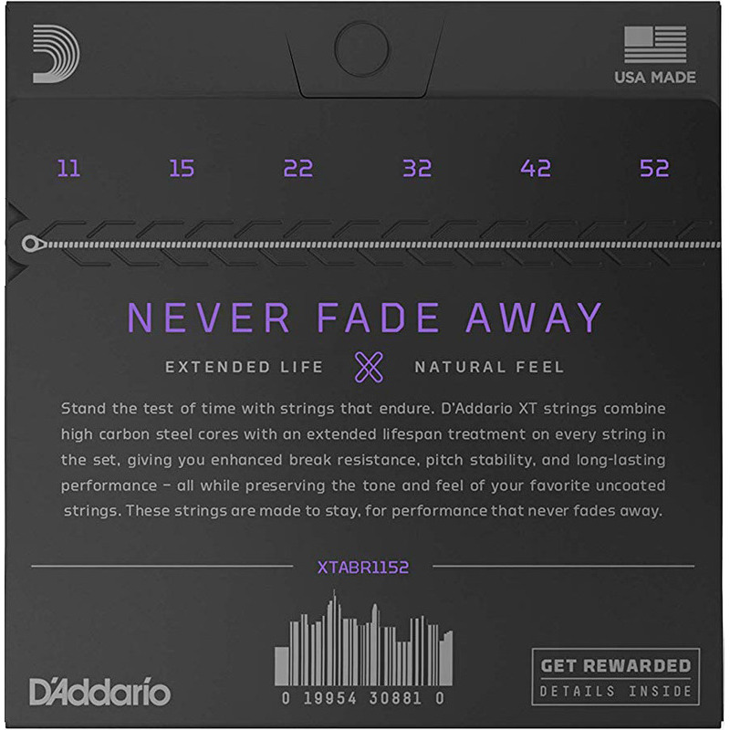 Струни для акустичної гітари D'Addario XTABR1152 XT 80/20 Bronze Custom Light 11/52