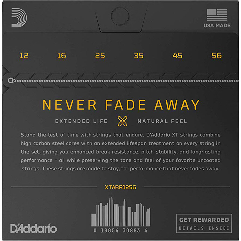 Струни для акустичної гітари D'Addario XTABR1256 XT 80/20 Bronze Light Top/Medium Bottom 12/56