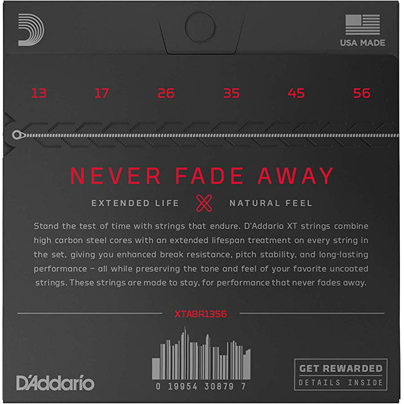 Струны для акустической гитары D'Addario XTABR1356 XT 80/20 Bronze Medium 13/56
