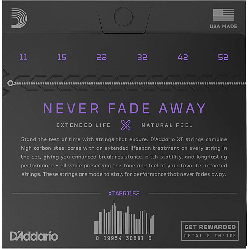 Струни для акустичної гітари D'Addario XTAPB1152 XT Phosphor Bronze Custom Light 11/52