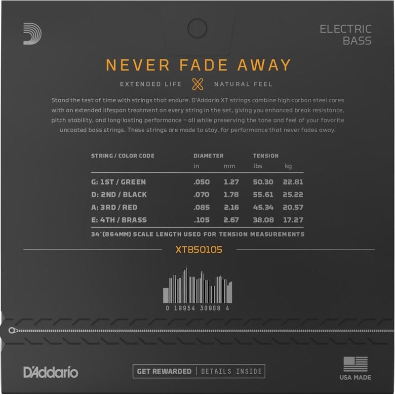 Струны для бас-гитары D'Addario XTB50105 XT Bass Medium 50/105