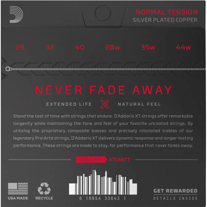 Струни для класичної гітари D'Addario XTC45TT XT Dynacore Titanium Classical Normal Tension