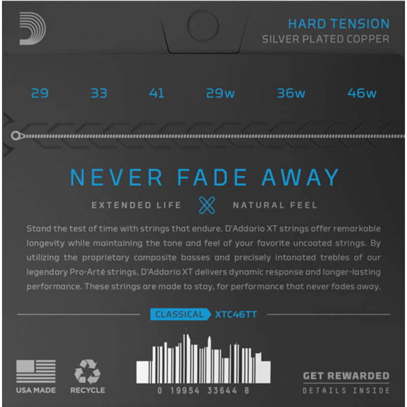 Струны для классической гитары D'Addario XTC46TT XT Dynacore Titanium Classical Hard Tension
