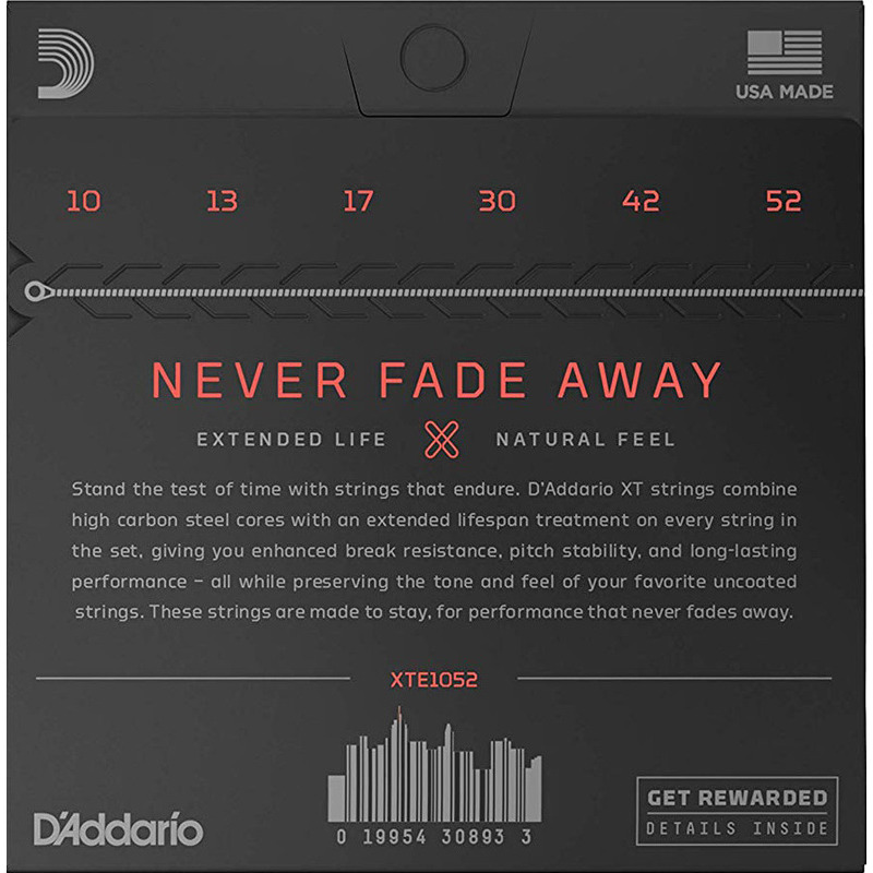 Струны для электрогитары D'Addario XTE1052 XT Light Top / Heavy Bottom 10/52