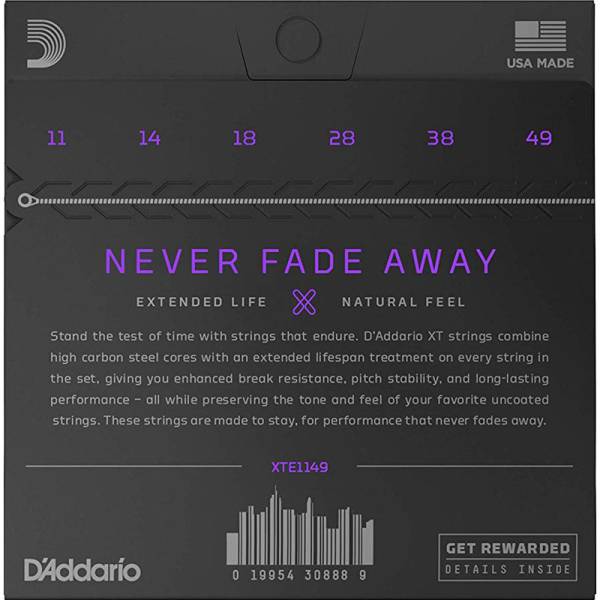 Струны для электрогитары D'Addario XTE1149 XT Medium Blues-Jazz Rock 11/49