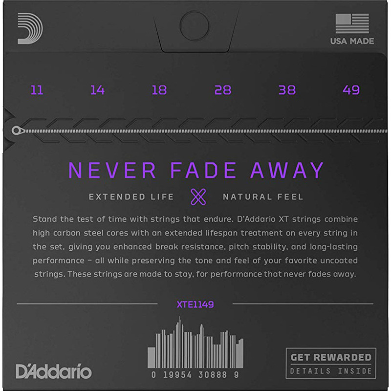 Струны для электрогитары D'Addario XTE1149 XT Medium Blues-Jazz Rock 11/49