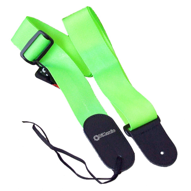 Ремень для гитары DIMARZIO NYLON WITH LEATHER ENDS (NEON GREEN)