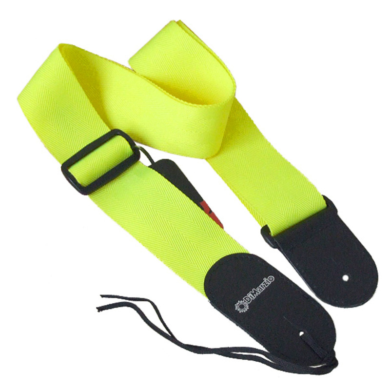 Ремінь для гітари DIMARZIO NYLON WITH LEATHER ENDS (NEON YELLOW)