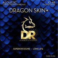 Струни для акустичної гітари  DR DAP-10/12 Dragon Skin+ Acoustic Phosphor Bronze 12 Strings Light 10/48