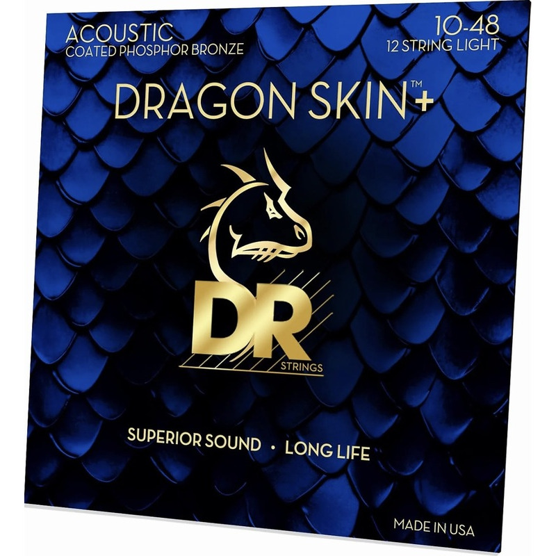 Струни для акустичної гітари  DR DAP-10/12 Dragon Skin+ Acoustic Phosphor Bronze 12 Strings Light 10/48