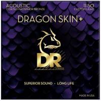 Струни для акустичної гітари DR DAP-11 Dragon Skin+ Acoustic Phosphor Bronze Custom Light 11/50