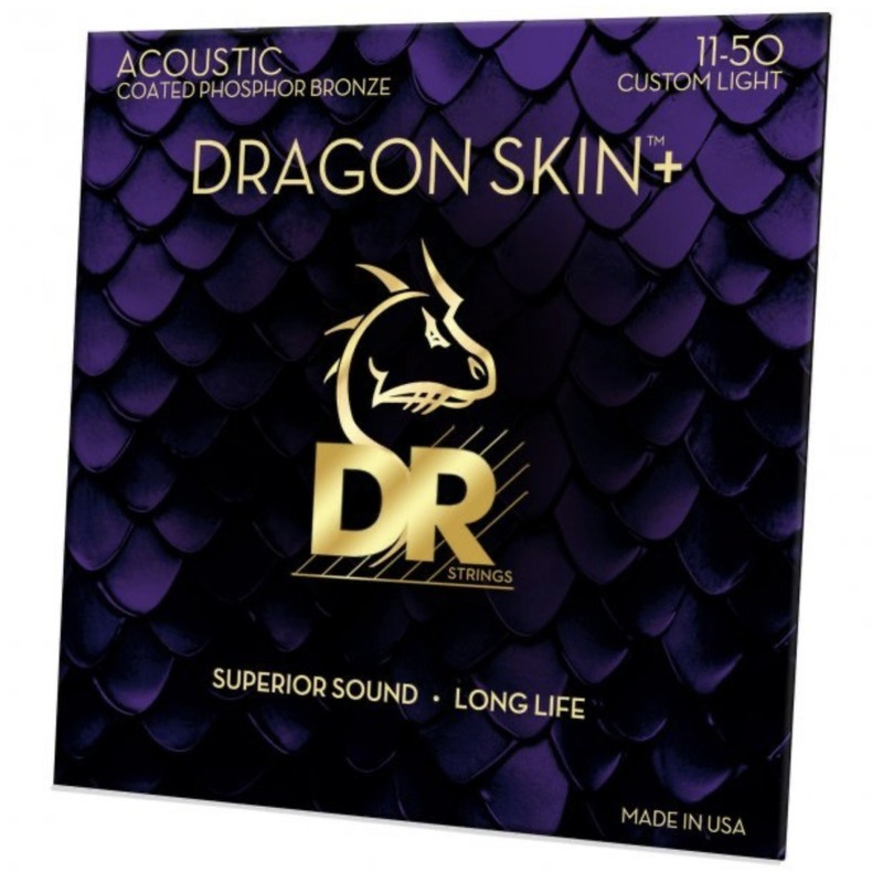Струны для акустической гитары DR DAP-11 Dragon Skin+ Acoustic Phosphor Bronze Custom Light 11/50