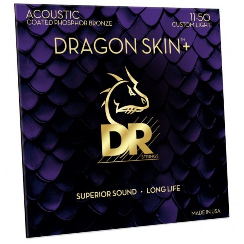 Струны для акустической гитары DR DAP-11 Dragon Skin+ Acoustic Phosphor Bronze Custom Light 11/50