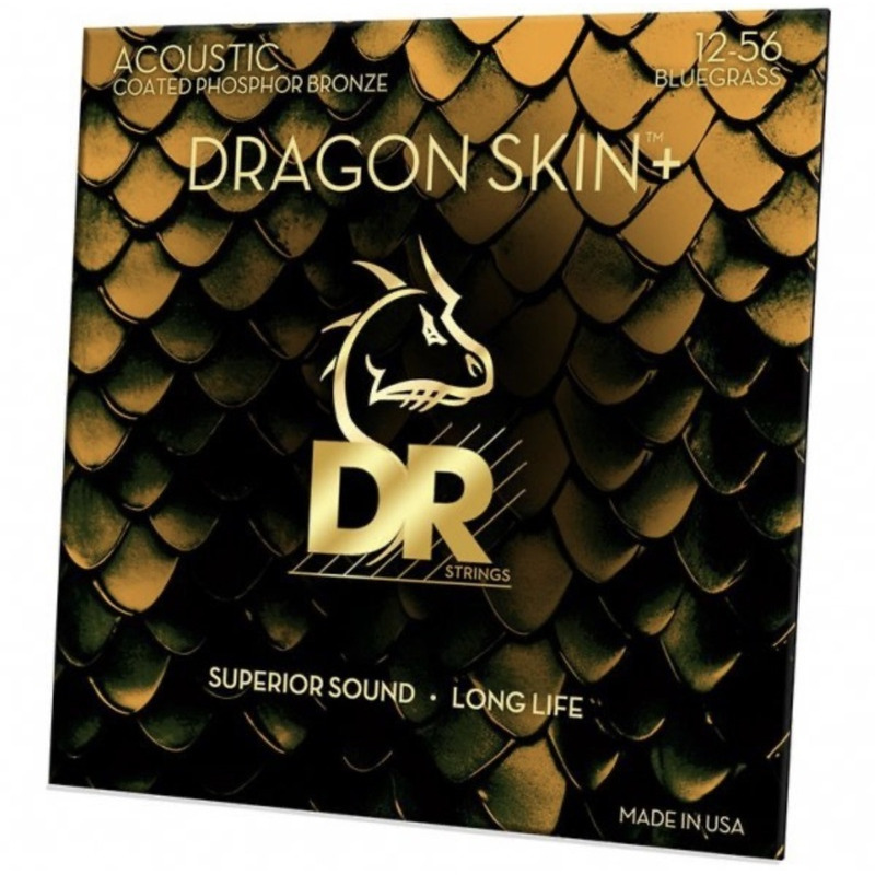 Струни для акустичної гітари DR DAP-12/56 Dragon Skin+ Acoustic Phosphor Bronze Bluegrass 12/56