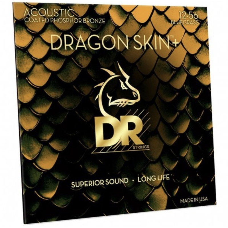 Струни для акустичної гітари DR DAP-12/56 Dragon Skin+ Acoustic Phosphor Bronze Bluegrass 12/56