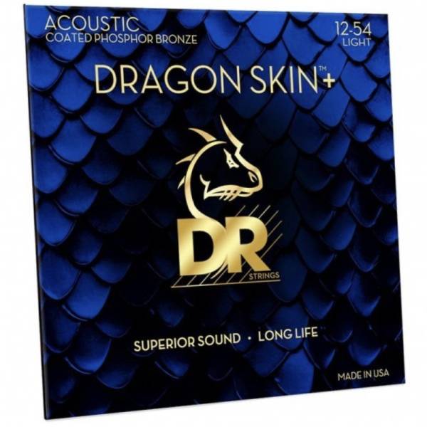 Струны для акустической гитары DR DAP-12 Dragon Skin+ Acoustic Phosphor Bronze Light 12/54