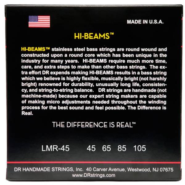 Струны для бас-гитары DR Strings HI-BEAM Bass - Medium - Long Scale (45-105)
