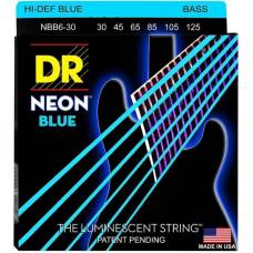 Струны для бас-гитары DR NBB6-30 Hi-Def Neon Blue K3 Coated Medium 6-Strings 30/125