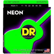 Струны для акустической гитары DR NGA-11 Hi-Def Neon Green K3 Coated Medium-Light 11/50