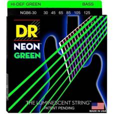 Струны для бас-гитары DR NGB6-30 Hi-Def Neon Green K3 Coated Medium 6 strings 30/125